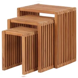 Mr. Deko Teakholz Garten-/Beistelltische - bene living - 3er Set-Kombination