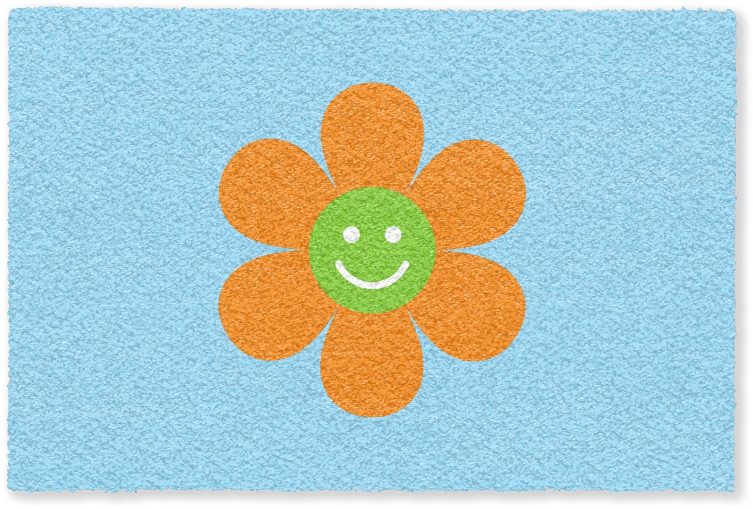 MuchoWow Deurmat Smiley Bloem - Kleurrijk - Droogloopmat voor binnen - 60 x 40 cm