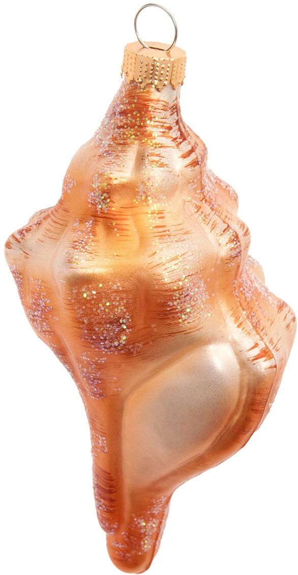 Weihnachtsbaumkugel KREBS GLAS LAUSCHA "Baumschmuck Meeresschnecke braun 12cm", orange (braun), B:6cm H:12cm T:6cm Ø:12cm, Glas, Weihnachtsbaumkugeln, Weihnachtsbaumkugel, Dekoriert mit Liebe zum Detail