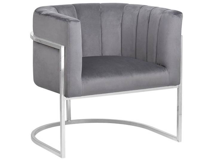 Beliani Sessel Samtstoff grau Larvik, Grau, 73x72x66 cm, Wohnzimmer, Sessel, Polstersessel