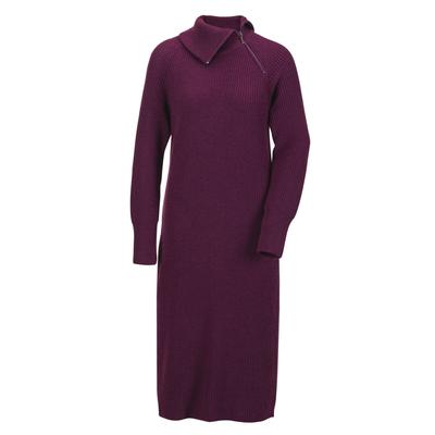 Strickkleid GOLDNER "Strickkleid mit raffiniertem asymmetrischem Kragen", Damen, Gr. 38, N-Gr, lila (beere), Obermaterial: 70% Polyacryl PAN. 30% Schurwolle WV., Rippe, Kleider Strickkleid, asymmetrischer Kragen mit Reißverschluss