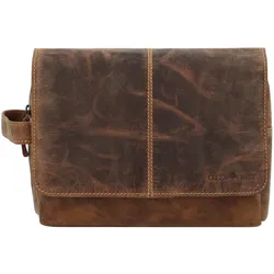 Greenburry Vintage Kulturbeutel Leder 27 cm, Necessaire, Braun