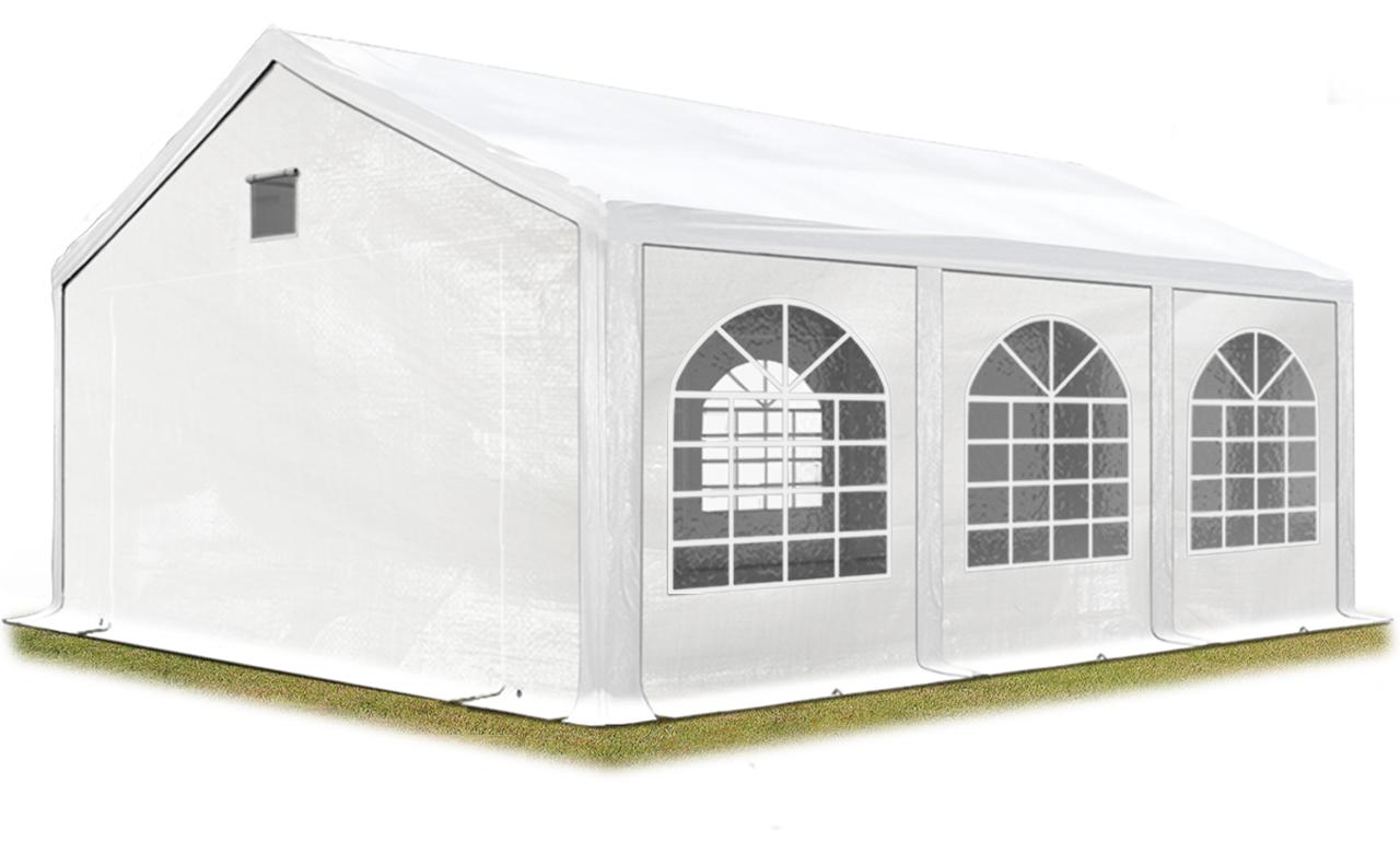 TOOLPORT Partyzelt Festzelt 3x6 m in weiß Professional PE Plane 550 N Wasserdicht UV Schutz mit BODENRAHMEN Gartenzelt