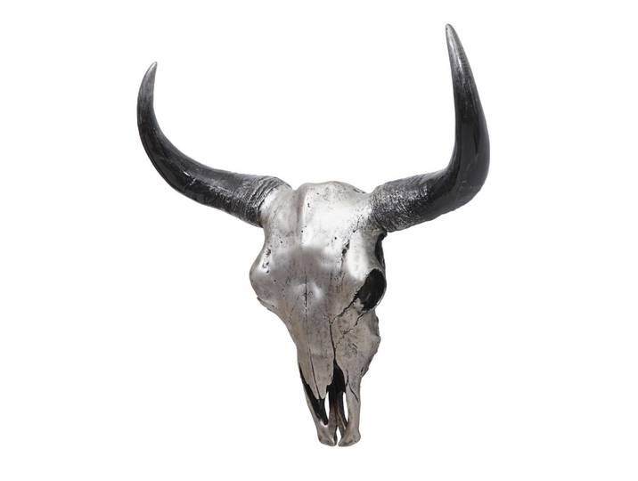 DEKO SCHÄDEL STIER Silbergrau