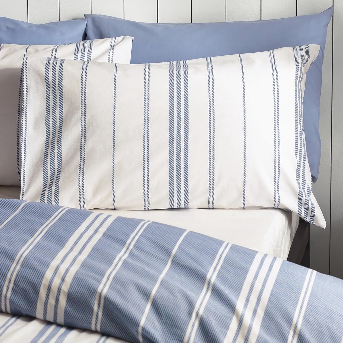 Omkeerbare Dubbele Dekbedovertrek Set met Kussenslopen - Blauw