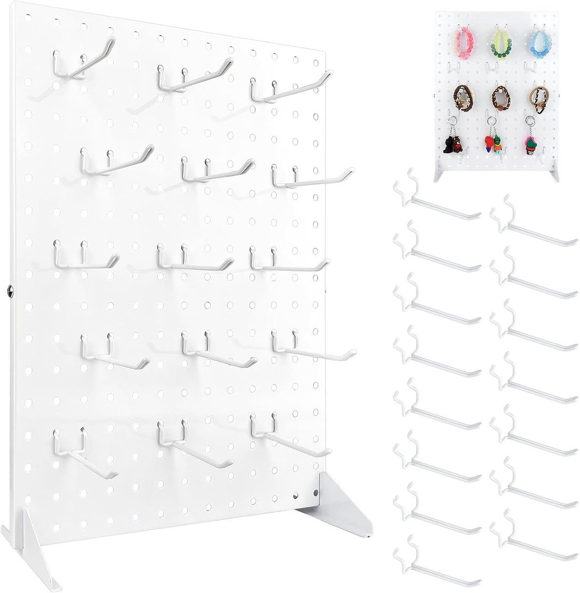 Stabiele Metalen Wandpaneel Display Standaard met 15 Haken voor Sieraden en Verkoop