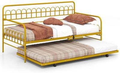 Costway Twin Daybed with Curved Backrest and Armrests-Gold