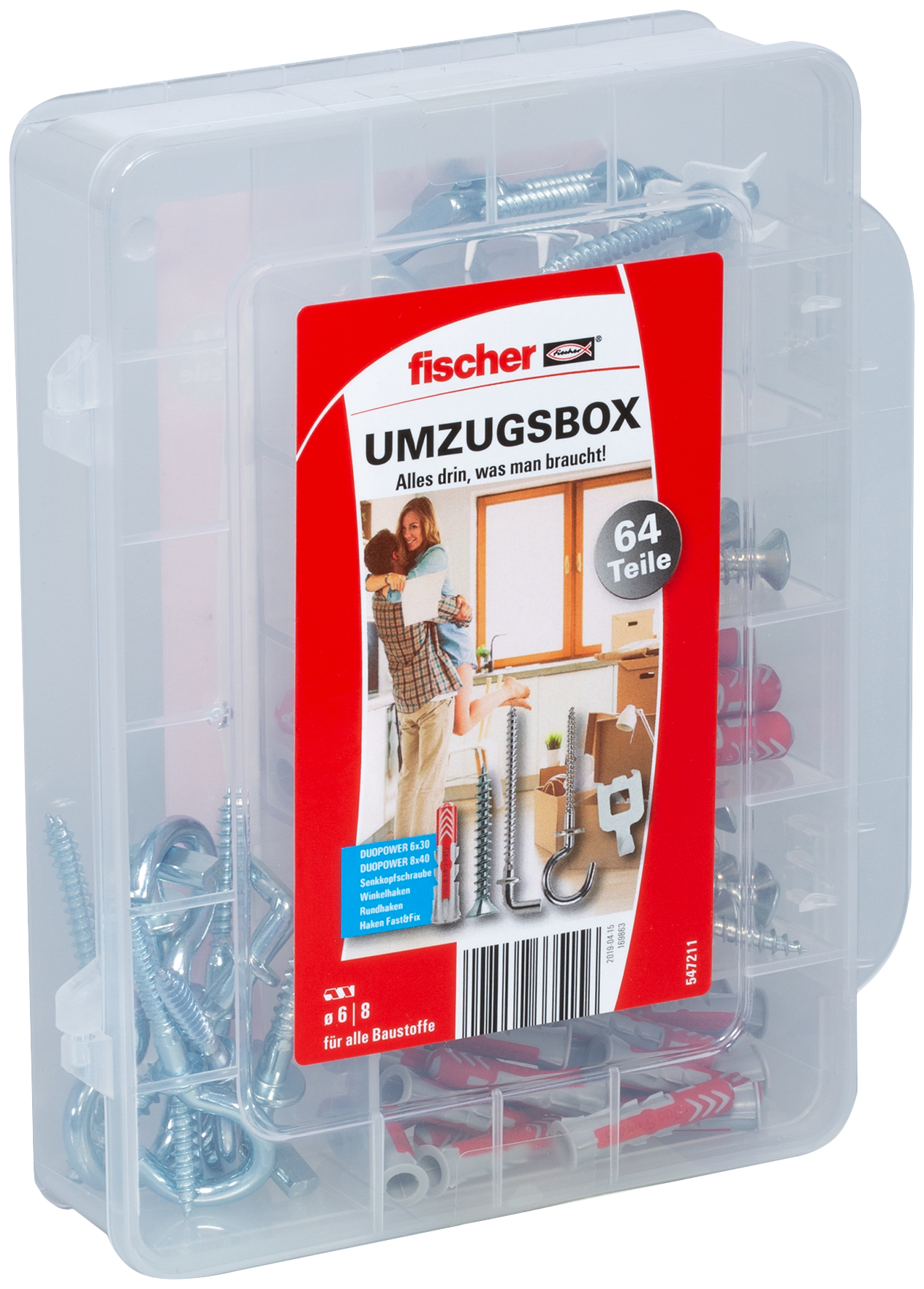 fischer Deutschland Vertriebs GmbH fischer Umzugsbox DuoPower 6, 8 (64-tlg.) 547211