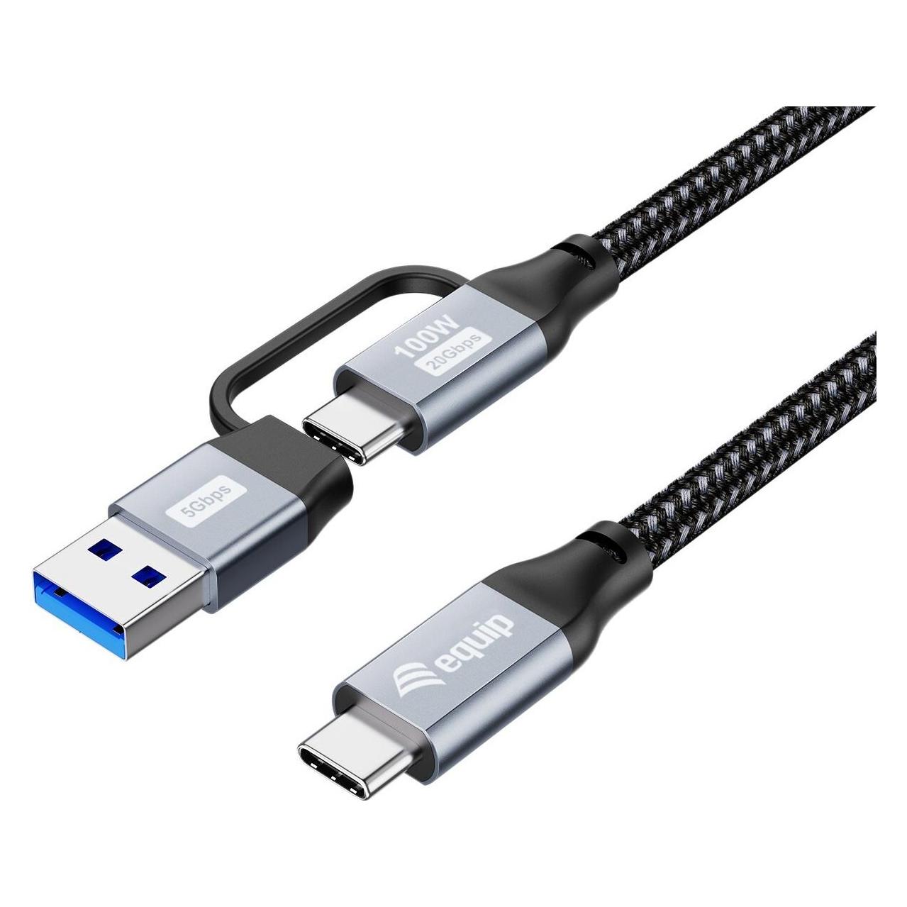 equip Kabel USB-C 3.0 -> USB-C/A 3.00m 20Gbps schwarz (3 m, USB 3.2 Gen 2x2, 100 W) (128433)