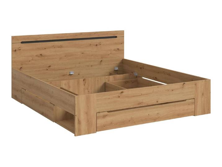 xonox.home Bett, Basalt grau Nachbildung Melamin beschichtet modern 184x87x205 cm