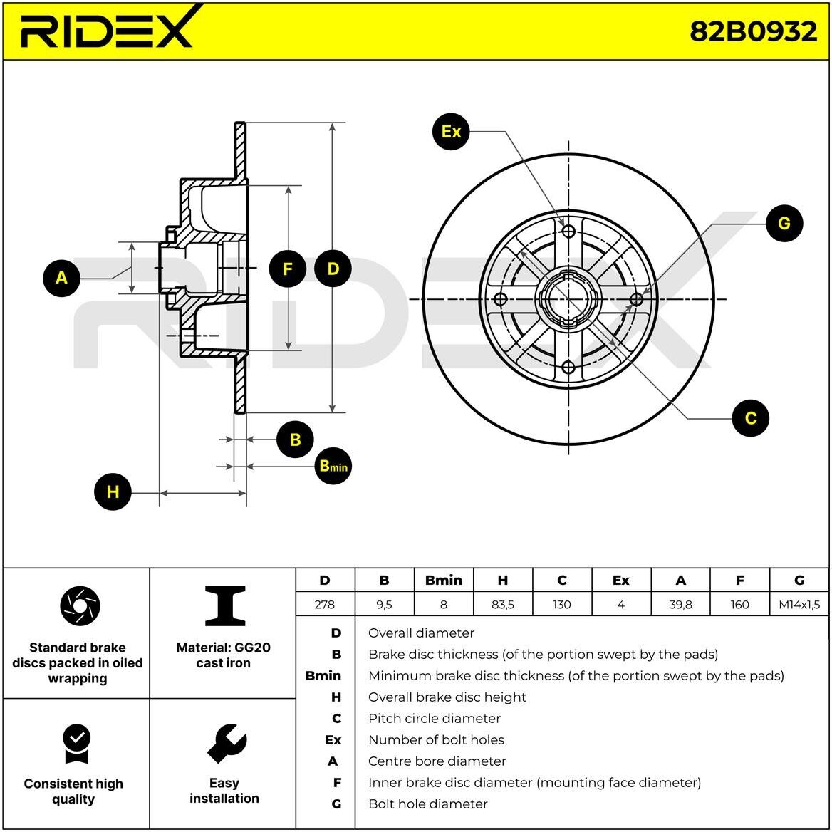 RIDEX 82B0932 Brake disc