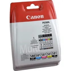 5 Canon Tinten 2078C007 PGI-580PGBK CLI-581 Multipack KCMY