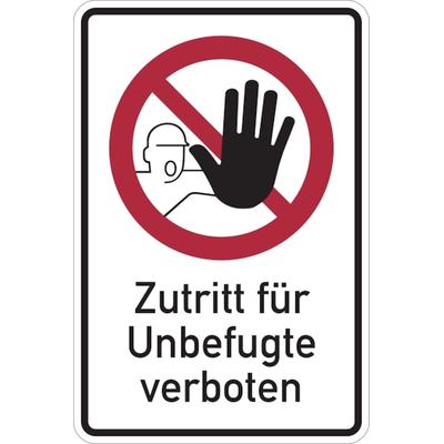 Verbotsschild, Kombischild, Zutritt für Unbefugte verboten - DIN 4844 - 200x300x1.5 mm Kunststoff