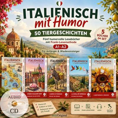 Italienisch mit Humor: 50 Tiergeschichten A1-A2 (+ 5 Audio-CDs), Set von Giorgia Testa, EasyOriginal Verlag, 978-3-99197-035-4