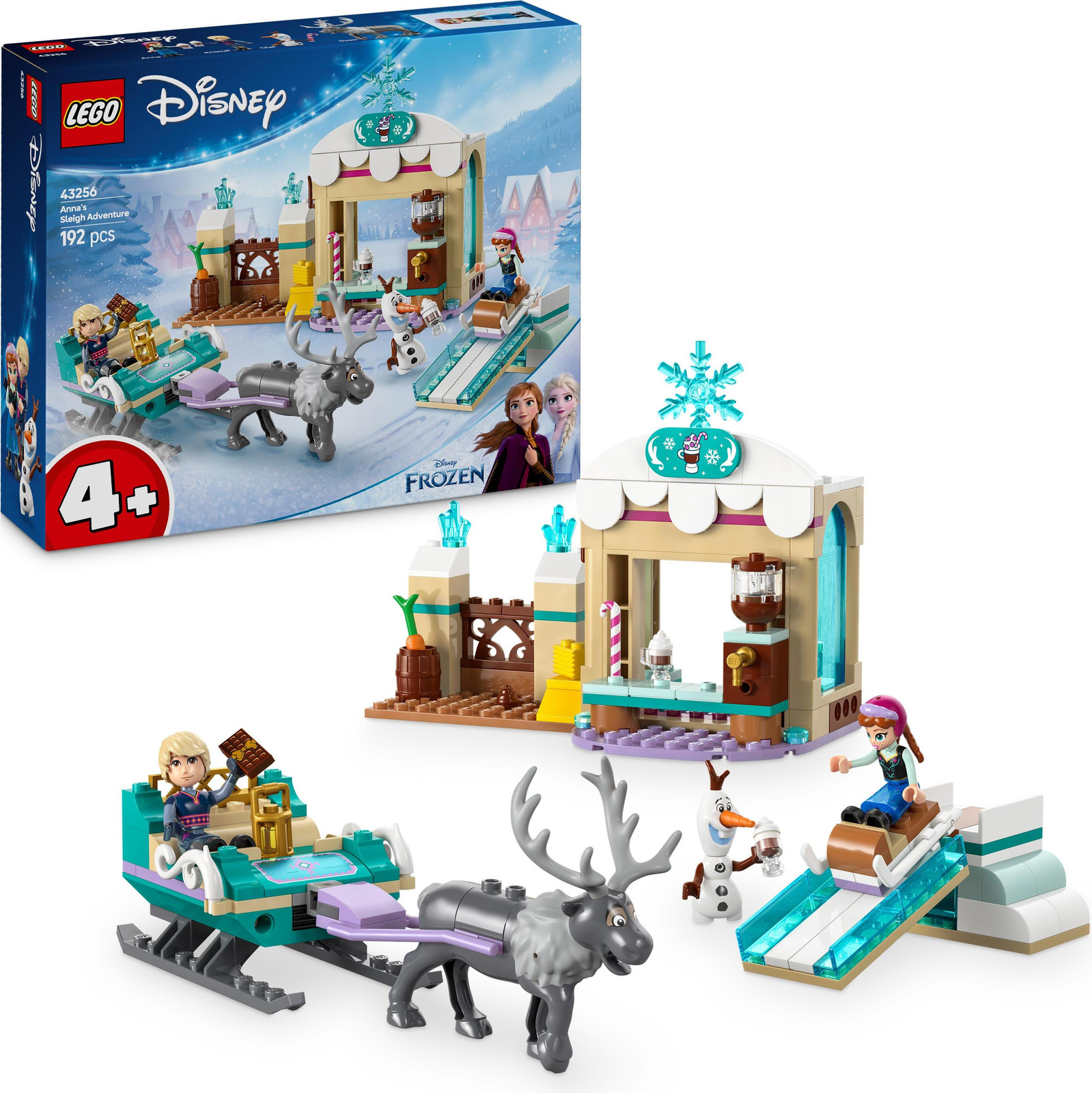 LEGO Disney Frozen Anna's Sled Adventure bouwset met Anna, Kristoff, Olaf en Sven minipoppetjes 43256