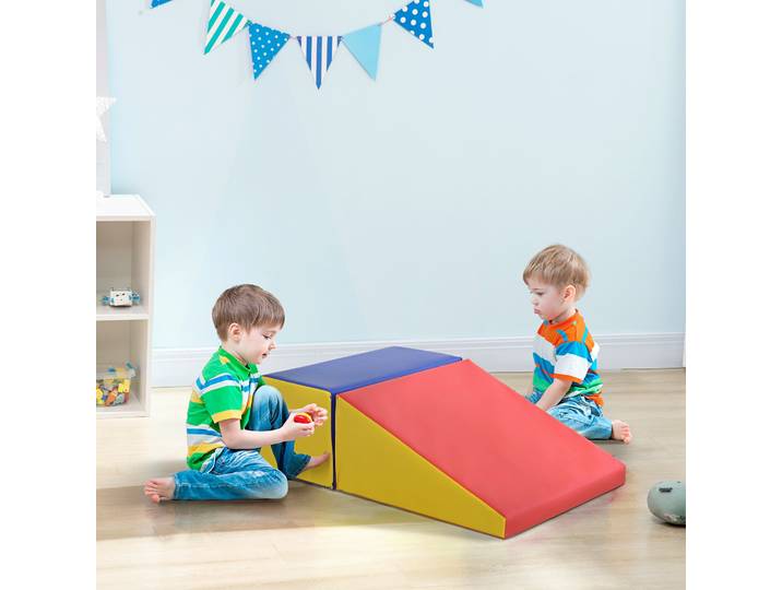 HOMCOM Parcours Motricité Bébé 2 Briques Mousse 50x50x25cm