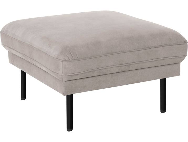 Hocker, 100% Naturleder & Luxus-Microfaser, Grau, 79×45×79 cm, Modern, andas