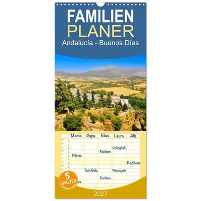 Familienplaner 2027 - Andalucía - Buenos Días mit 5 Spalten (Wandkalender, 21 x 45 cm) CALVENDO