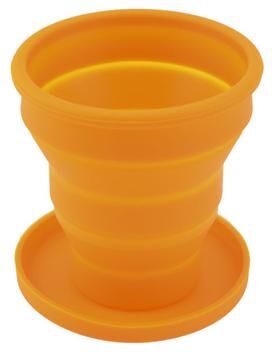 Uplifted Trends Collapsible Travel Cup Silicone Foldable Cup With Cover For Camping And Outdoor Use orange Color