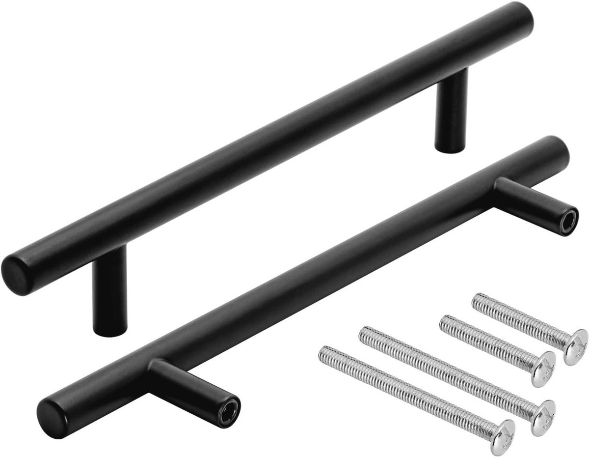 Zwarte meubels handgrepen, Ø 10 mm, RVS, 160 mm | Kast handgrepen voor keuken en meubels
