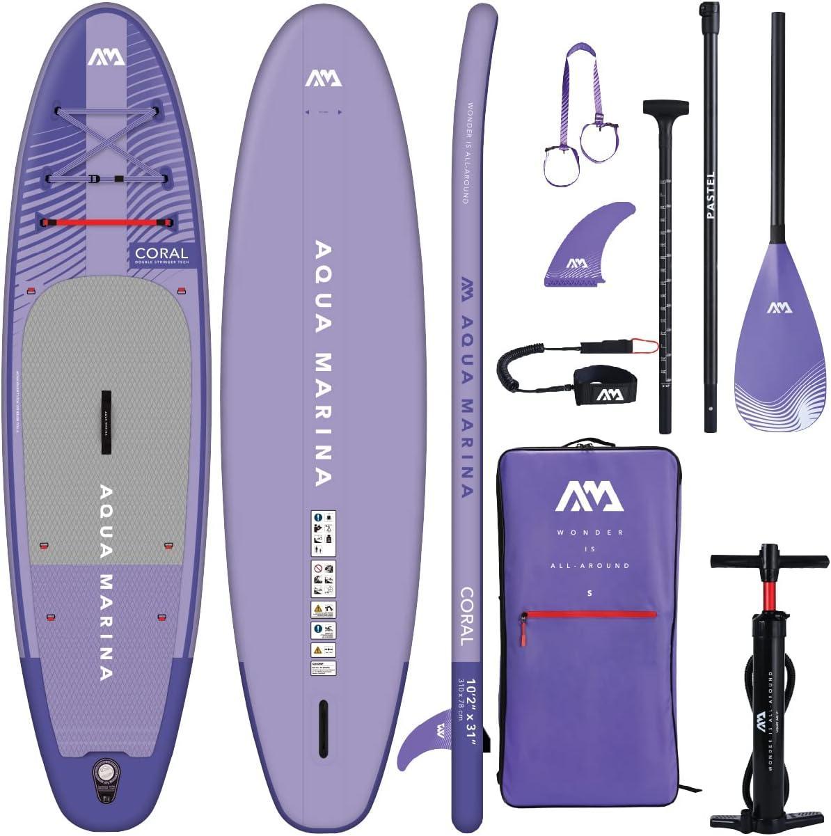 Aqua Marina Coral, Aufblasbares Kajak, 1 Person(en), 105 kg, Hellgrau, Violett, EVA (Äthylen-Vinylazetat), Polyvinylchlorid (PVC), 3100 mm