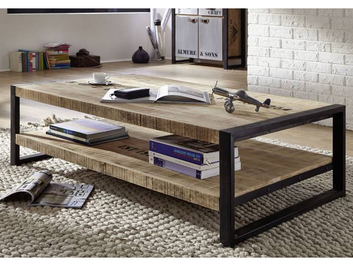 Couchtisch Mango 140x80x40 natur bedruckt FACTORY #126