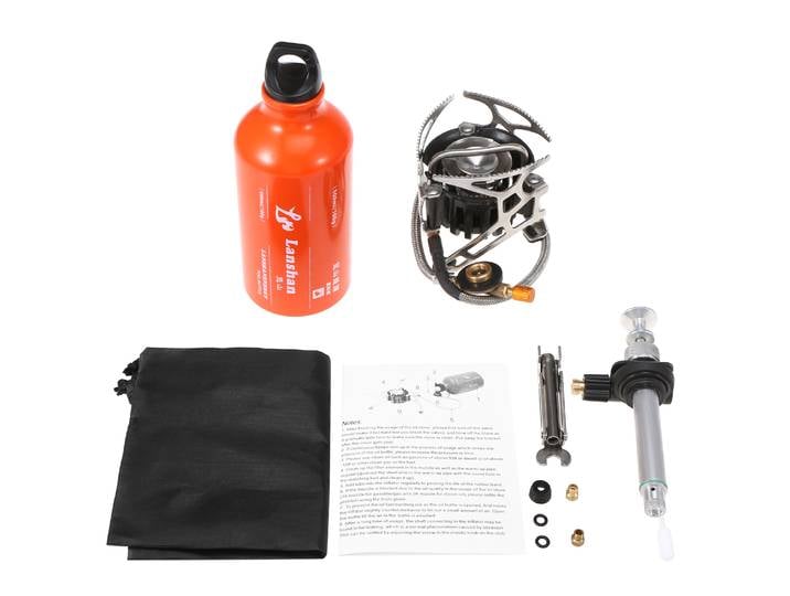 Réchaud à Combustible Multiple Lixada pour Camping en Plein Air avec Bouteille de Carburant à Essence de 500 ml et Pare-Vent de Réchaud de Camping à 9 Plaques
