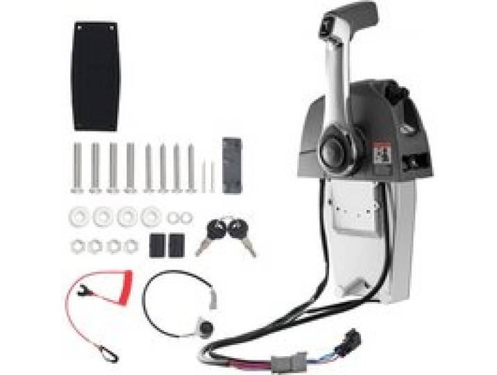 VEVOR Boîtier de Commande à Distance Hors-bord, Compatible avec Evinrude Johnson 5006186, Commande d'Accélérateur de Bateau Montage Supérieur, avec Interrupteur de Trim Électrique, pour Direction