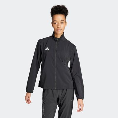 Laufjacke ADIDAS PERFORMANCE "ADIZERO E JCKT", Damen, Gr. XL, schwarz, Trikot, Obermaterial: 100% Polyester, Jacken