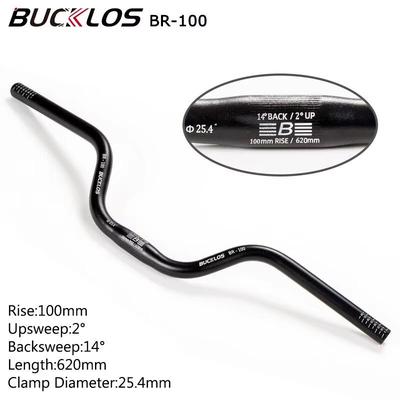 BUCKLOS ProFit Alloy MTB Handlebar Choose 31.8 Mm Or 25.4 Mm Clamp, 620 660 720 780 Mm Width 25.4 620 100mm black