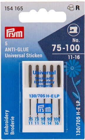 Prym Nähmaschinennadeln "Anti Glue Universal Sticken", Stärke: 75–100, Inhalt: 5 Stück