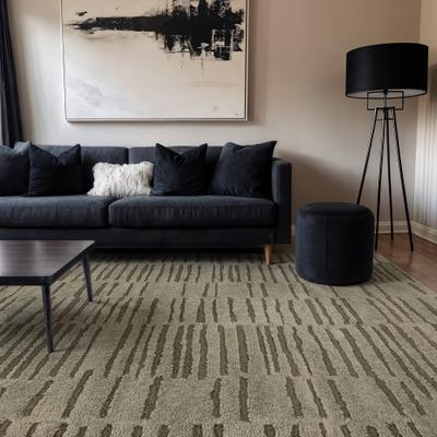 World Rug Gallery Horizontal Dash Texture Power Loomed Soft Shag High-Low Indoor Area Rug