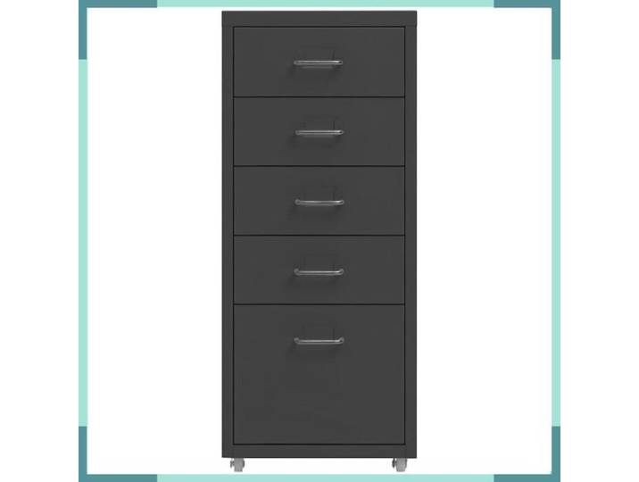 FHE Classeur mobile - Métal - Rangement - Robuste - Anthracite - 28x41x69 cm - 5 tiroirs