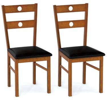Costway Wooden Dining Chairs Set of 2 Armless Kitchen Chairs with Hollowed Backrest-brown