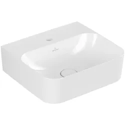 Villeroy & Boch Finion Handwaschbecken, verdeckter Überlauf, 1 Hahnloch, 430x390mm, 436444R1, Farbe: Weiß CeramicPlus