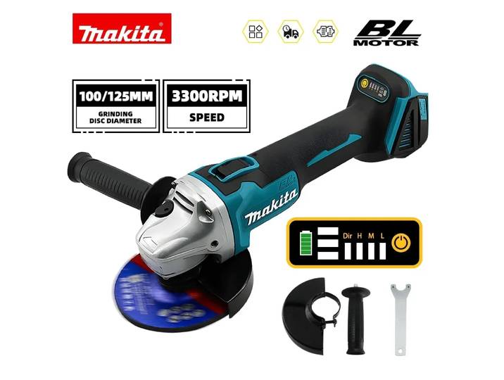 Meuleuse d'angle sans fil Makita 18V DGA404 125mm - Meuleuse électrique rechargeable professionnelle pour le travail du métal et de la pierre