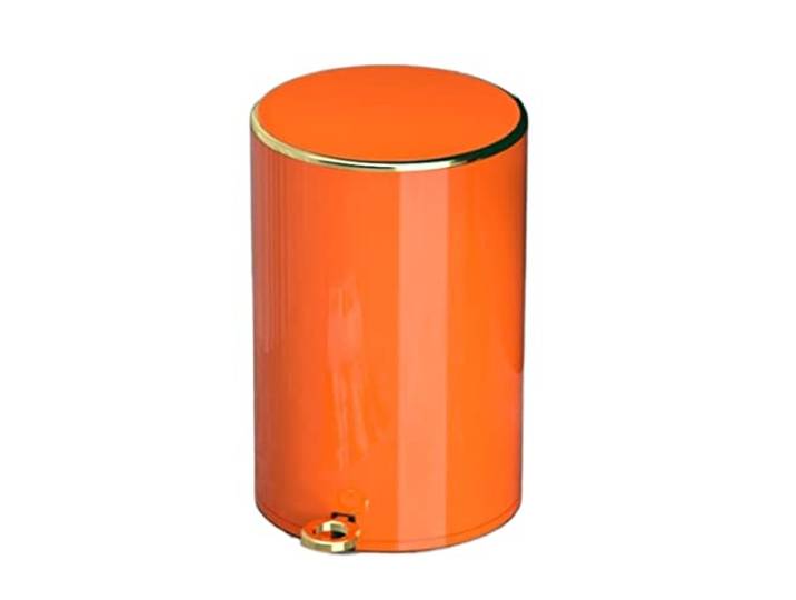 Wnota Mülleimer Küche Runder Treteimer-Mülleimer Für Badezimmer, Schlafzimmer, Büro, Stahlpedal-Inneneimer Bad Papierkorb Mülleimer (Color : Orange, Size : 22 * 30.5cm)