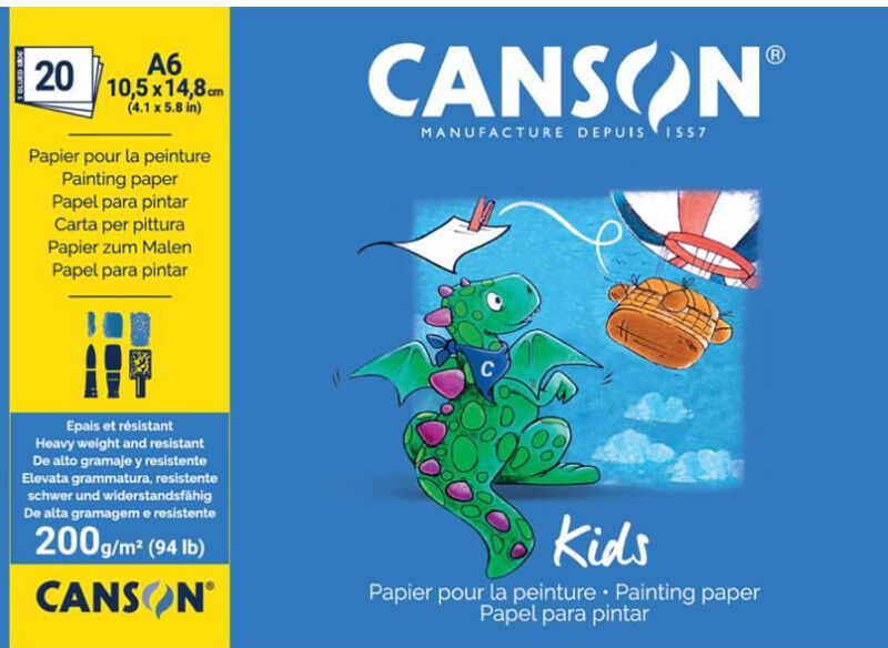 Canson Bloc dessin Kids Peinture 20 feuilles 10,5x14,8 cm A6 200g/m²