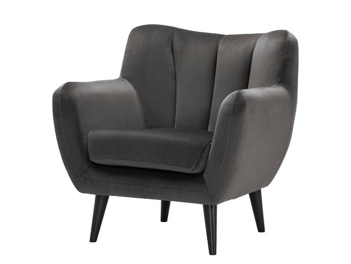 Sessel Polva I Grau/Grau Samt Ravi 84 x 82 x 81cm