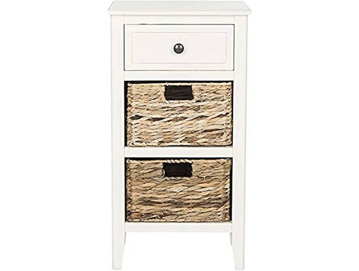 SAFAVIEH EUH5743B Table d’Appoint Stockage\, Distressed White\, 29 x 38 x 70