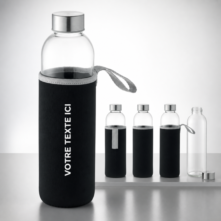 Bouteille en verre personnalisé UTAH LARGE verre noir