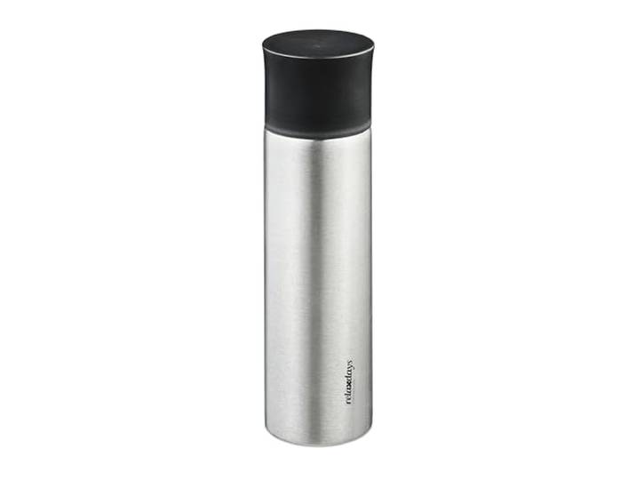 Relaxdays Gourde en acier inoxydable\, 750 ml\, étanche\, pour boissons chaudes et froides\, avec gobelet\, argentée