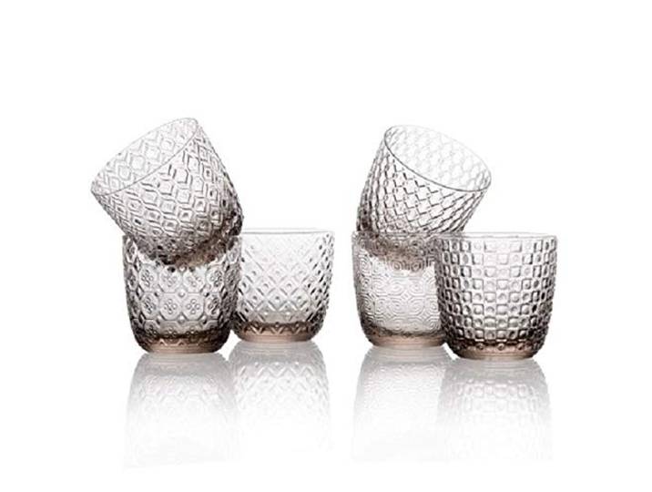 IVV Set 6 Wassergläser Wein transparent Sixties Grau Taupe Optik sortiert