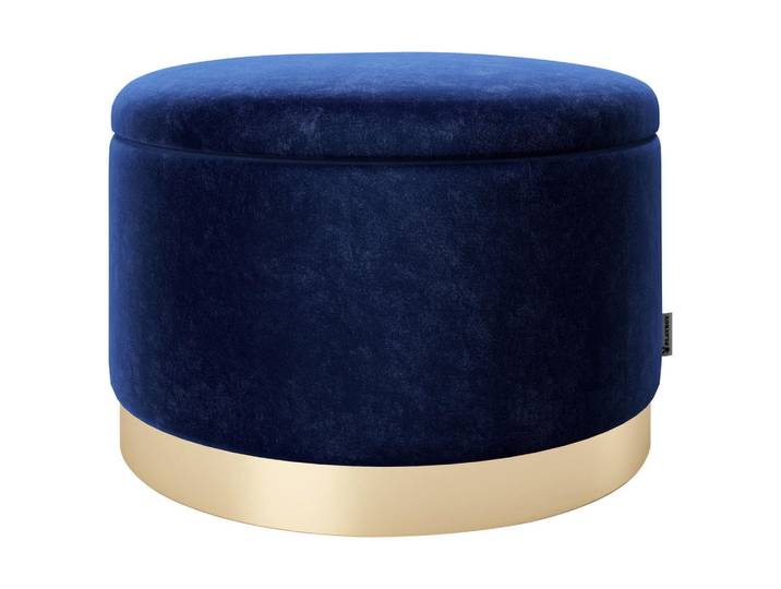 Playboy Hocker Playboy, Blau, rund, 55x35x55 cm, Stauraum, Wohnzimmer, Hocker, Sitzhocker