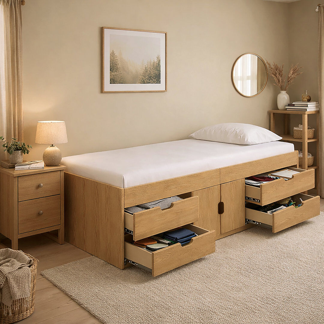 Isabelle & Max Single (3') Cabin Bed with Storage Included Oak