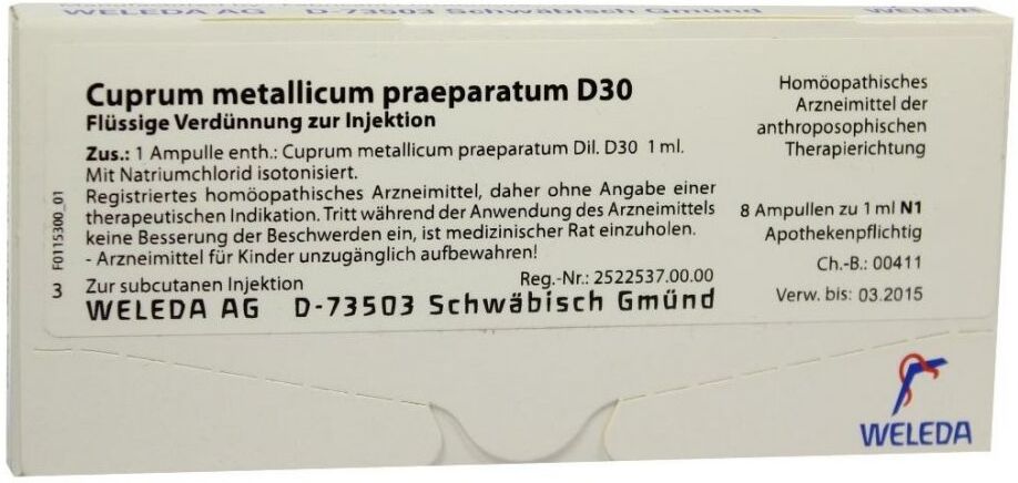 Cuprum Metallicum Praep. D30 Ampullen