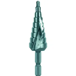 Ruko, Bohrereinsatz, Stufenbohrer Bit HSS, spiralgenutet mit Kreuzanschliff (4.0 - 20.0 mm)