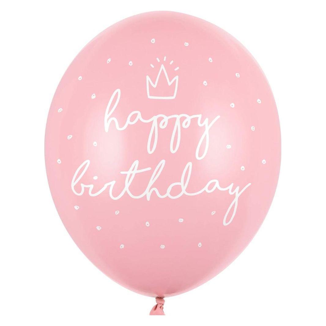 Partydeco Luftballons Happpy Birthday Pastellpink Ø 30 cm, 6 Stück (6x) (SB14P-244-081J-6)