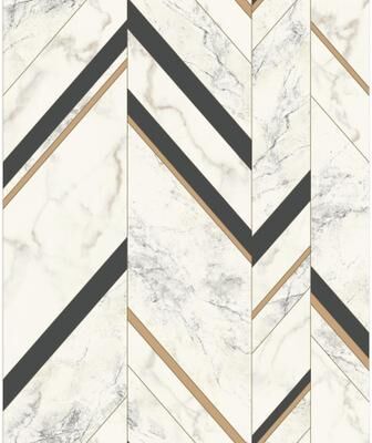 Inspired by Color Marble Chevron Black & Gold Wallpaper