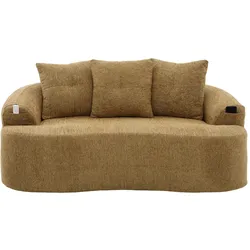 OKWISH Zweisitzer-Sofa Chenille Senfgelb 164x92x60 cm, mit Taschenfederkern, extra tiefer Sitzfläche, ohne Montage